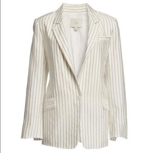NWT Joie Porcelain Darryl White Striped Blazer. Cotton/linen Size 00